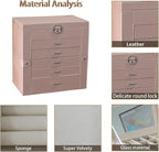 BOOVO Jewelry Box For women, 6 Layer Large Jewelry Organizer With Mirror, Multi-Function Storage Box With Lock, Accessory Hol