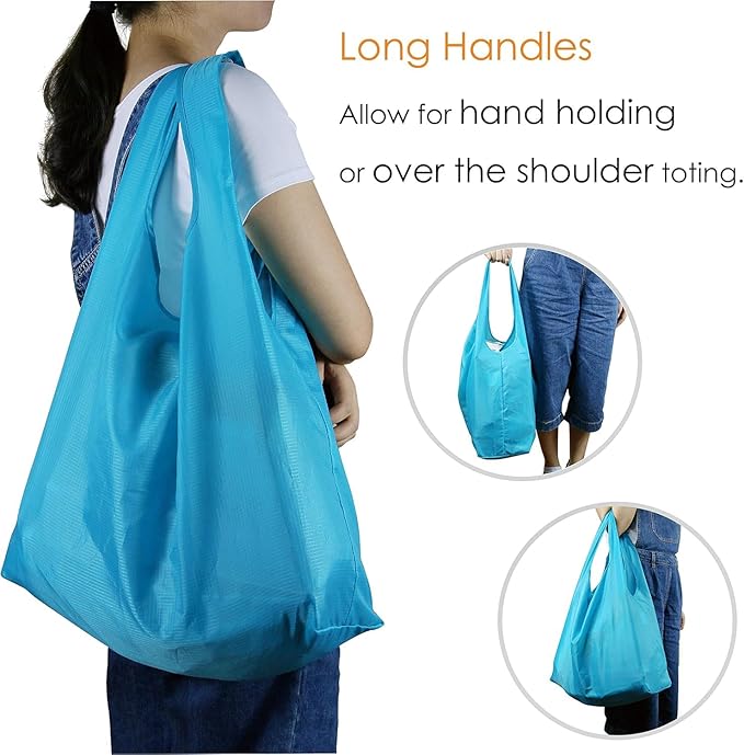 BeeGreen Reusable Shopping Bags Foldable-Machine Washable with Zipper Storage Pouch, 20 Pieces