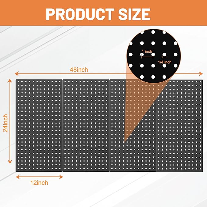 Ultrawall 4 Pack Metal Peg Board Panels with Hooks, Pegboard Wall Tool Organizer for Garage, 84pcs Peg Board with Accessories