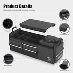 LIBZAKI Oversize 4 in 1 Car Trunk Storage Organizer, Multi Compartment Collapsible Trunk Storage Box with Cooler Bag for Car