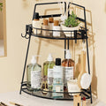 VITVITI 2 Tier Corner Bathroom Counter Organizer, Metal Bathroom Countertop Organizer Shelf Storage, Bath Room Sink Makeup Or