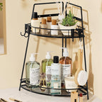 VITVITI 2 Tier Corner Bathroom Counter Organizer, Metal Bathroom Countertop Organizer Shelf Storage, Bath Room Sink Makeup Or