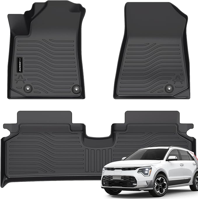 All Weather Floor Mats Fit for Kia NIRO EV(Not PHEV) 2023 2024 2025 TPE Rubber Liners Set NIRO EV Accessories All Season Guard Odorless Anti-Slip Floor Mats