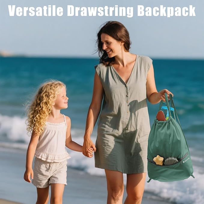 6 Set Compression Packing Cubes for Travel, Bonus Versatile Drawstring Backpack, Lightweight Luggage Organizer Bags, Sturdy T