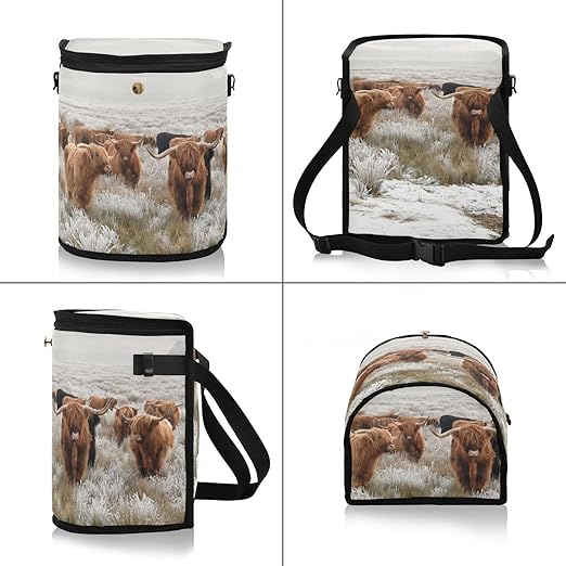 linqin Scottish Highland Cow Car Trash Can with Lid Leak Proof Car Trash Bag Waterproof Car Garbage Can, Polyester Trash Bin Hanging for Minivan SUV Truck