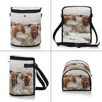 linqin Scottish Highland Cow Car Trash Can with Lid Leak Proof Car Trash Bag Waterproof Car Garbage Can, Polyester Trash Bin Hanging for Minivan SUV Truck