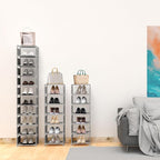 10 Tier Vertical Shoe Rack - Grey Narrow Shoe Rack for Closet & Entryway, Space Saving Tall Shoe Organizer for Small Spaces, 