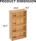 Wooden 4 Cube Storage Organizer,4 Tier Low Bookcase Storage Display Organizer, 44 Inch Versatile Cubes Shelf and Cubby Unit f
