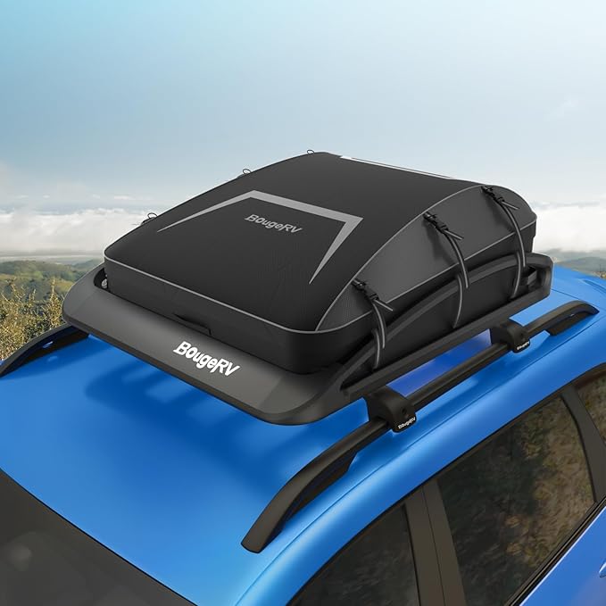 BougeRV Anti-Rust Aluminum Roof Basket 47''x40''x8'' Lightweight Universal Rooftop Cargo Carrier Roof Rack Cargo Basket with Wind Fairing, Roof Rack for SUV Pick Up Truck,150LBS Load Capacity, Black