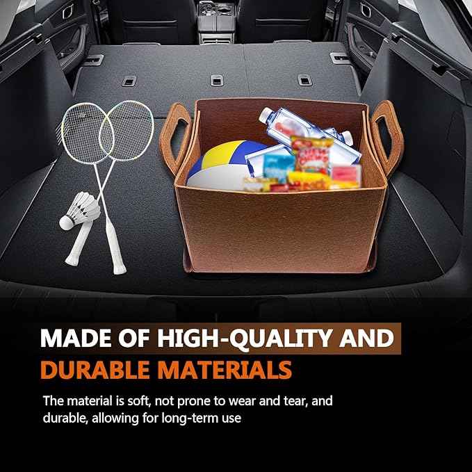 Felt Car Trunk Organizer, Foldable Vehicle Storage Box, Large Capacity Multi-Purpose Automotive Interior Accessories for Cars, S