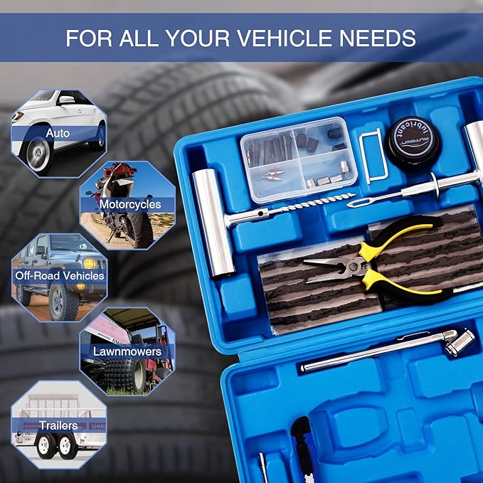 AUTOWN Tire Repair Kit - 68pcs Heavy Duty Tire Plug Kit, Universal Tire Repair Tools to Fix Punctures and Plug Flats Patch Ki