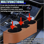Car Cup Holder, PU Leather Auto Front Console Gap Filler Organizer, Multifunctional Cup Drink Holder, Car Seat Gap Filler Storage Box, Coin Bucket, Cell Mobile Phone Holder (Brown)