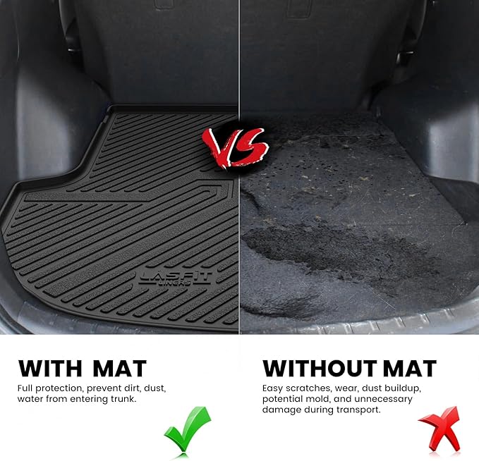 LASFIT Cargo Mat for Hyundai Santa Fe Sport 2018 2017 2016 2015 2014 2013 (Only Fit 5-Passenger), All Weather TPE Custom Fit Car Trunk Mats Cargo Liners Accessoires for Santa Fe Sport 2013-2018, Black