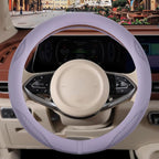 Nappa Leather Purple Steering Wheel Cover, Advanced Microfiber Leather Non-Slip Breathable Fabric, Warm in Winter and Cool in
