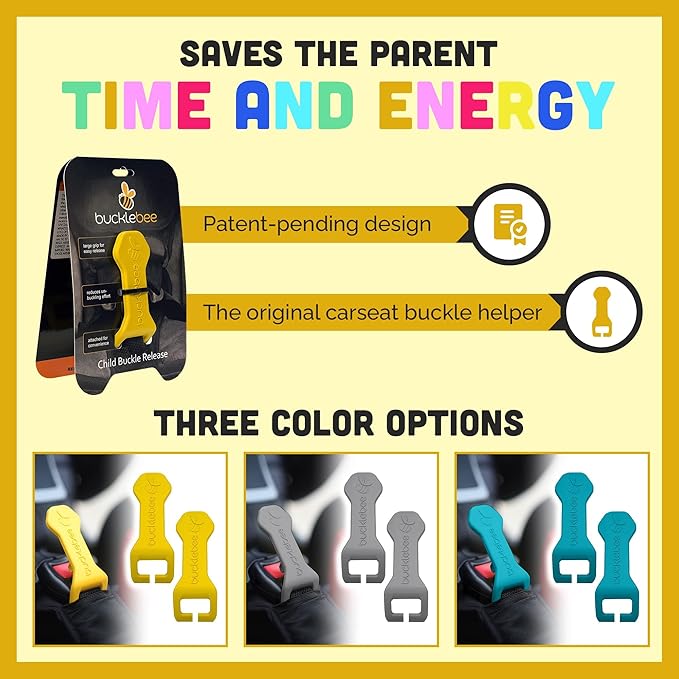 Bucklebee Easy Car Seat Buckle Release Aid for Children Unbuckle Car Seat Release Tool - Button Pusher - Opener for Nails - Buckle Release (1 Pack Teal)