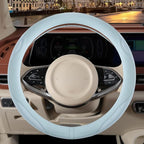 14 inch Steering Wheel Cover for Prius Civic, Nappa Microfiber Leather Non-Slip Breathable Fabric, Warm in Winter and Cool in