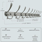 Dseap Coat Rack Wall Mount - 38” Long 10-Tri-Hooks Heavy Duty Coat Hanger Rail Wall Hooks for Hanging Coats Hats Clothing Clo