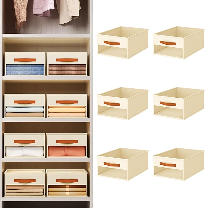 Homsorout Drawer Organizers and Storage - 6 Pack Foldable Pants Organizer with Clear Window & Handles, Fabric Closet Organize