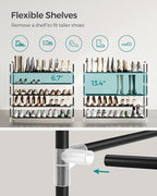 SONGMICS 4-Tier Shoe Rack, Shoe Storage for Hallway Closet, Slim and Space-Saving, Metal Frame, Non-Woven Fabric Shelves, Bla