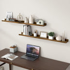 Picture Ledge Wall Shelves 48 inch Width Set of 2, Solid Pine Wood Rustic Floating Ledge Shelves for Wall for Kids' Room Bedr