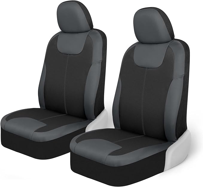 Motor Trend 2 Waterproof Front Seat Covers + 2 Trimmable Floor Mats – Universal Fit Car Interior Combo Set for Cars, Trucks, 