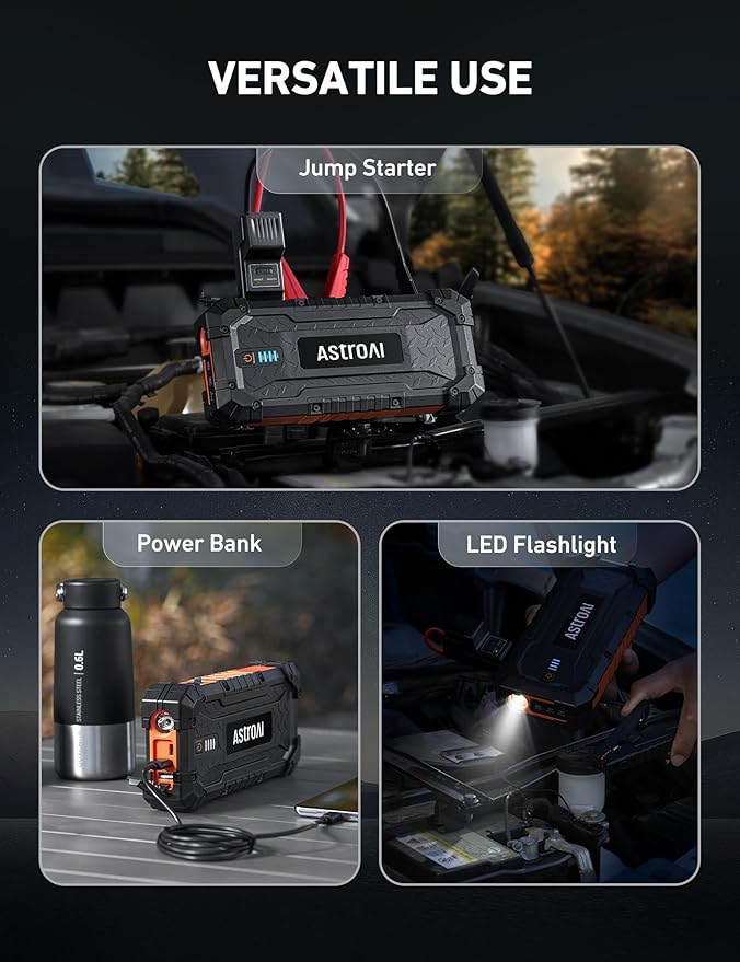 AstroAI S8 Ultra 4000A Car Jump Starter, Jump Box up to All Gas Engines & 12L Diesel, 12V Portable Power Bank with