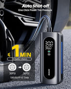 AUTOONE Tire Inflator Portable Air Compressor, 150PSI Air Pump for Car Tires with Tire Pressure Gauge, 3X Faster One Click Smart Cordless Tire Air Pump for Car, Motorcycle, Bike, Ball and More