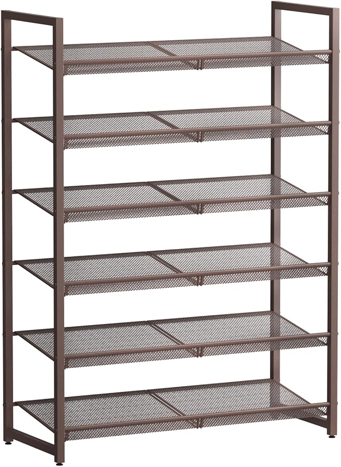 6-Tier Metal Large Shoe Rack,Tall Shoe Rack for Closet,entryway,Garage, with Adjustable Flat or Angled Shelves, Hold 20-26 Pa