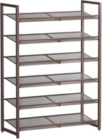 6-Tier Metal Large Shoe Rack,Tall Shoe Rack for Closet,entryway,Garage, with Adjustable Flat or Angled Shelves, Hold 20-26 Pa