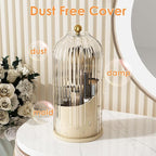 YOOLENS Makeup Brush Holder with Lid 360 Rotating Clear Dustproof Make Up Organizers for Vanity Bathroom Countertop, White Be