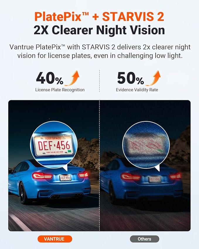 Vantrue New N4S 3 Channel Dash Cam, Front Rear Inside 2.7K+1440P+1440P Dashcam for Cars, Front and Rear Dual Channel, PlatePi