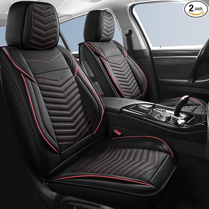 Nappa Leather Car Seat Covers Front Seats, Car seat Protector, Waterproof Car Seat Cushion, Universal Automotive Seat Covers 