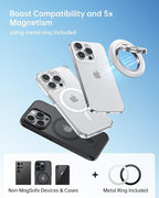 SYNCWIRE Magnetic Phone Ring Holder for MagSafe [2 Pack], 360° Rotation Dual Sided Magnet Grip Cell Phone Ring Stand Finger Kickstand Compatible with iPhone 17 16 15 14 13 12 Pro Max fits MagSafe
