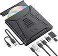 9-in-1 External CD/DVD Drive with Phone Holder, USB 3.0 & Type-C Portable DVD±RW/CD Burner, Plug and Play Optical Drive Compatible with Laptop PC, Desktop, Windows 11/10/8/7, Mac, Linux