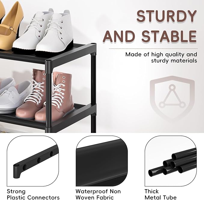 LUKYTOWER Extra Long Shoe Rack 2 Tier Shoe Storage Organizer Wide Stackable Shoe Organizer Racks for Closet Entryway,Shoe She