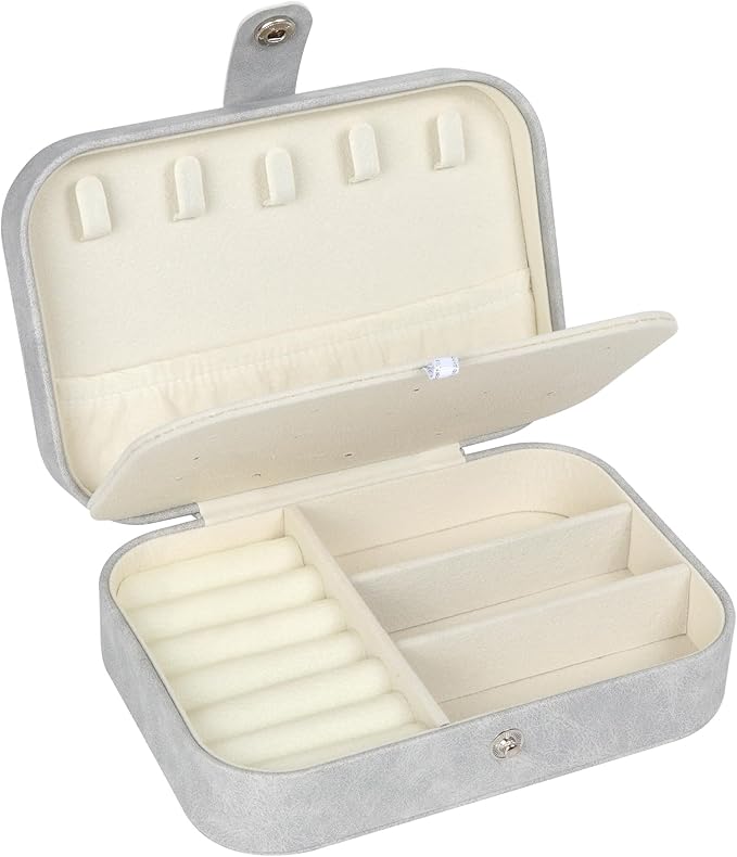 Hatori Travel Jewelry Box, PU Leather Small Jewelry Organizer for Women Girls, Portable Mini Travel Case Display Storage Hold