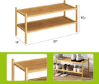 BMOSU 2-Tier Bamboo Shoe Rack Premium Stackable Shoe Shelf Storage Organizer for Hallway Closet Living Room Entryway Organize