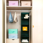 Storage Bins with Lid, Foldable Clothing Storage Box case with Handle for Closet, Bedroom, Home, 4 Color Set B, 13L x 12.5W x