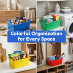 Nicunom 6 Pack Cubby Bin Storage Bins, Multi-Purpose Plastic Storage Bins Stackable Organizer Storage Cubbies for Home, Nurse