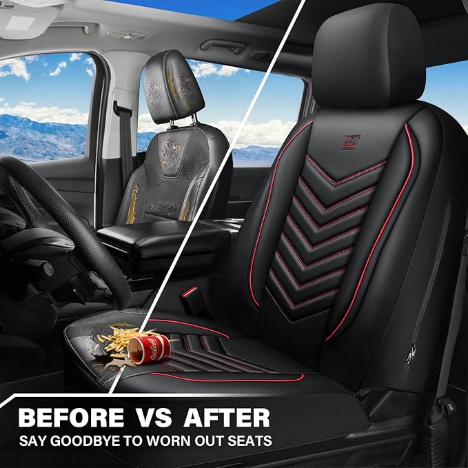 CAR PASS 3D Foam Faux Leather Car Seat Covers Front Seats,Waterproof Leather Front Seat Cover for Car,Universal Fit for SUV T