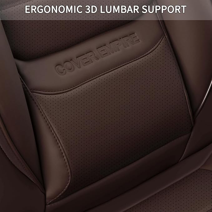 Brown Car Seat Covers Full Set, Universal Faux Leather Seat Covers for Cars 5 Seats, Waterproof Leather Car Seat Covers, Comf