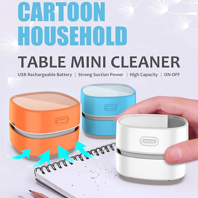 ODISTAR Desktop Vacuum cleaner,Mini table dust sweeper Energy Saving,High endurance up to 400 mins,Cordless&360º Rotatable De