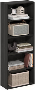 Furinno Basic Book Shelf, 5-Tier Bookshelf, Storage Organizer Bookcase with Open Shelf, 7 x 17 x 44, for Living Room, Bedroom