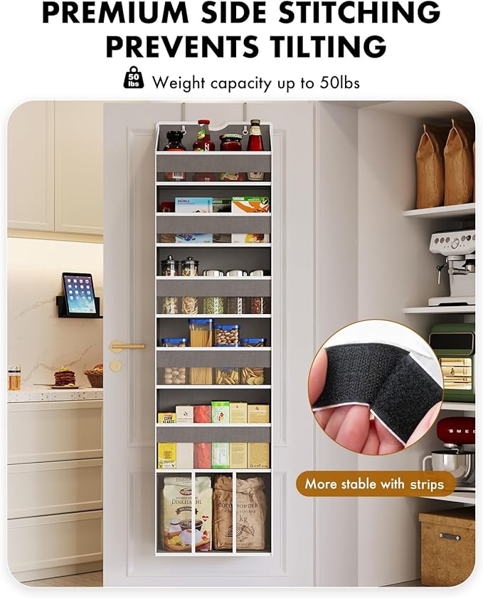 Over the Door Hanging Organizer for Bathroom & Nursery - 6 Shelf Closet Door Organizer, Anti Tilt 50LB Load Baby Behind Door 