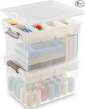 Citylife 32 QT Plastic Storage Bins with Removable Tray Large Stackable Storage Containers for Organizing Craft Storage and S