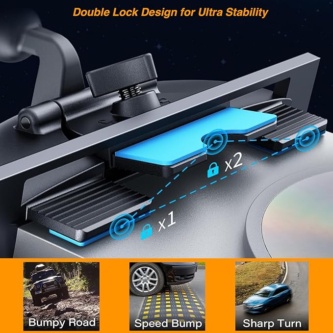EXTOMUXE CD Slot Mount for CarPlay Screen [Secure 4-Button Lock], 360° Rotation CD Mount for CarPlay Screen Compatible with GPS Monitors