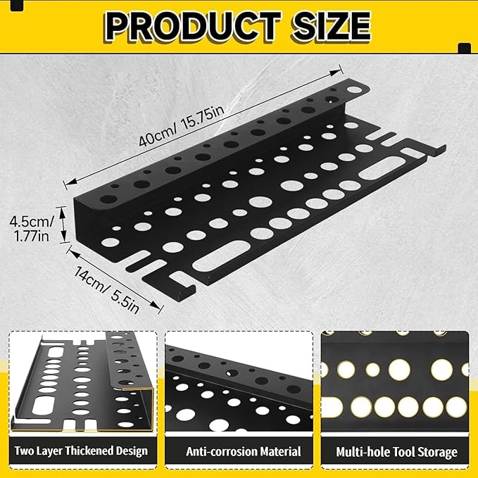Metal Screwdriver Organizer, 15.75inch Utility Wall Mount Tool Organizer for Screwdrivers Pliers Holder with 35 Holes, Hand T
