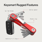 KeySmart Rugged - Multitool Key Holder for Keychain w/Bottle Opener and Pocket Clip, Key Organizer for Key Chain, EDC Keychai