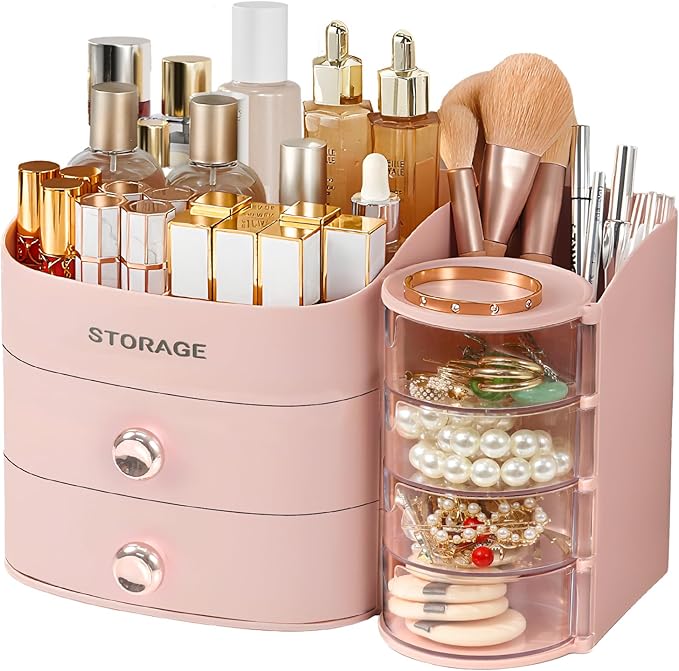 Makeup Organizer Countertop with Drawers, Make up Organizers for Vanity, Skincare Jewelry Earring Organizers, Cosmetic Displa