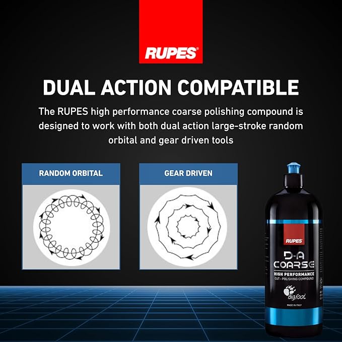 RUPES 1000 ml D-A Coarse High Performance Cut Polishing Compound for Car Detailing & Removing Severe Scratches (Pack of 6) | Micro-Abrasive Technology | Reduces Oxidation and Removes Swirl Marks
